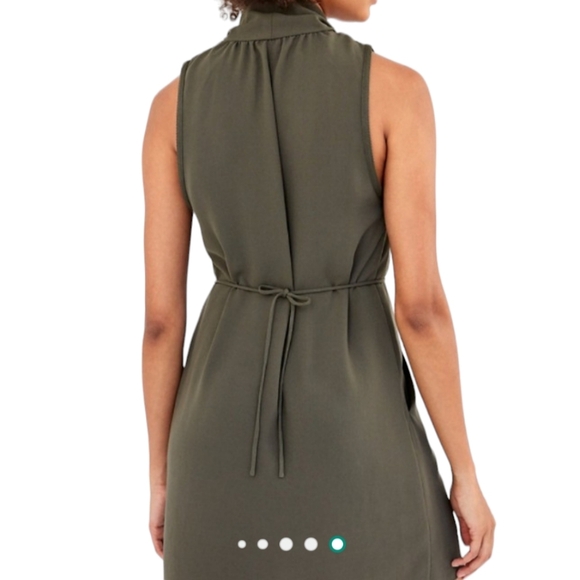 Welfread Aritzia Sabine Mini faux wrap snake print olive pocket cowl neckline S - Picture 8 of 8